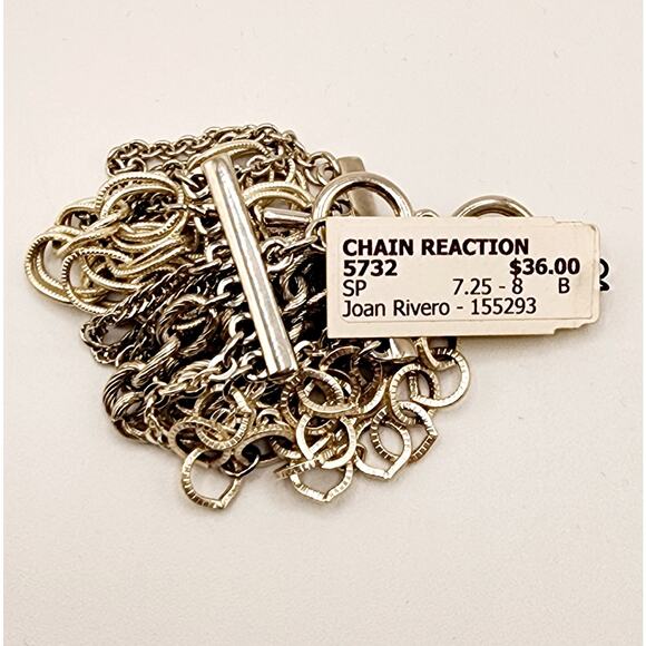 NWT Premier Designs Chain Reaction Bracelet 6 Strand Silver Tone Toggle Y2K - Picture 6 of 6